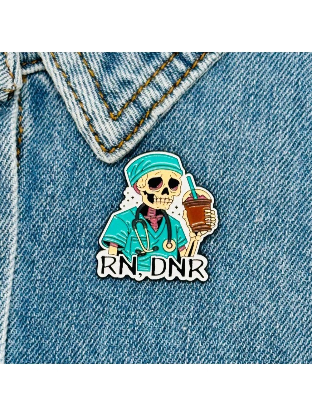 ⭐RN DNR Skeleton Doctor Enamel Pins Healthcare Worker Brooches Metal Skeleton